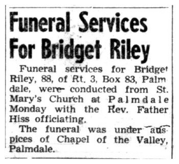 Riley, Bridget obituary