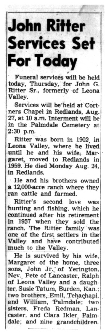 Ritter, III John Gottlieb obituary
