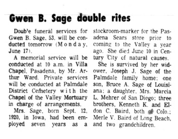 Sage,   Gwendolyn Day obituary