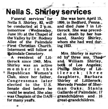 Shirley, Nella Eugenia ('Ga - Ga') obituary