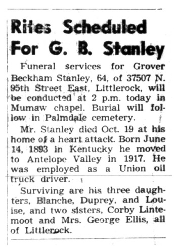 Stanley,   Grover Beckham obituary
