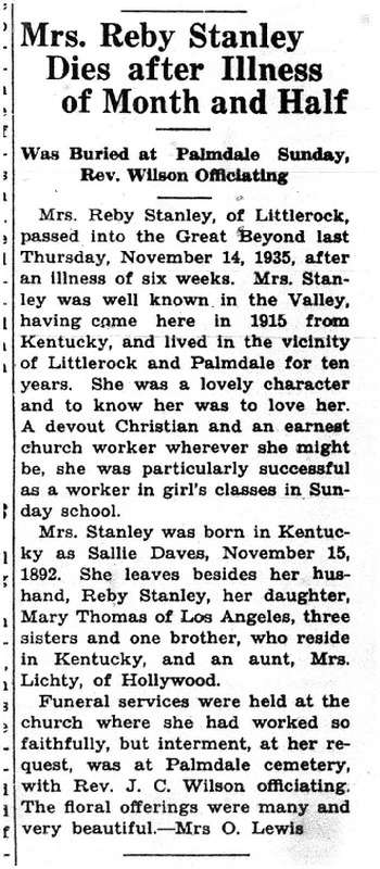 Stanley, Sallie Hardin obituary