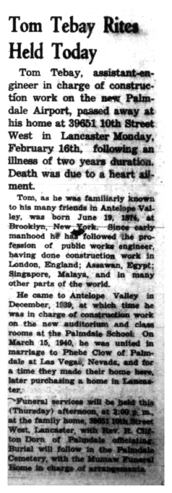Tebay,   Tom obituary