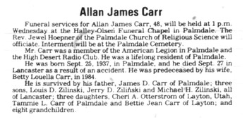 Carr, Allan James obituary