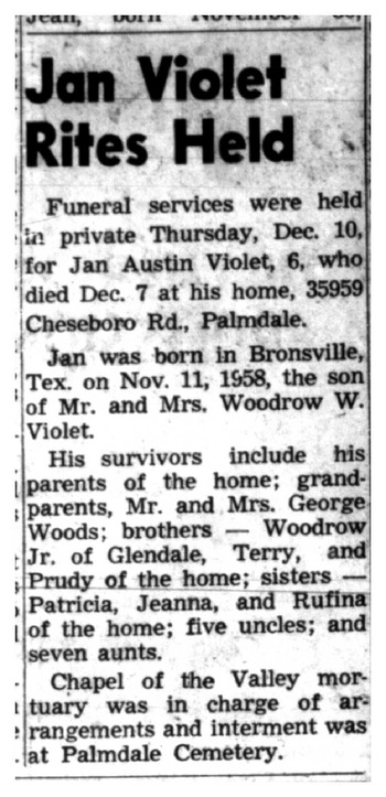 Violet, Jan Austin obituary