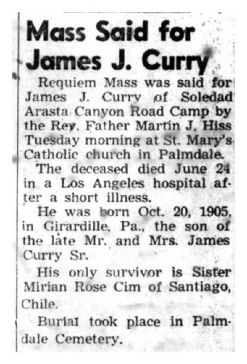 Curry, James Joseph obituary