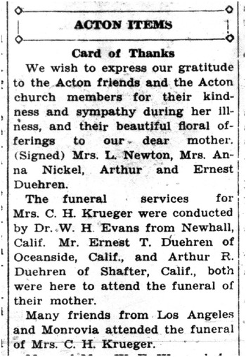 Krueger, Charlotte Hermine obituary