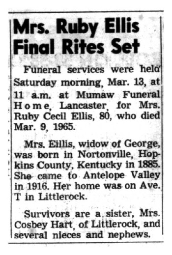 Ellis, Ruby Cecil obituary