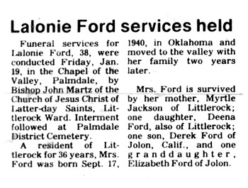 Ford,   Myrtle 'Lelonie' obituary